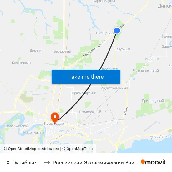 Х. Октябрьский (20-Й Км) to Российский Экономический Университет Им. Г.В. Плеханова map
