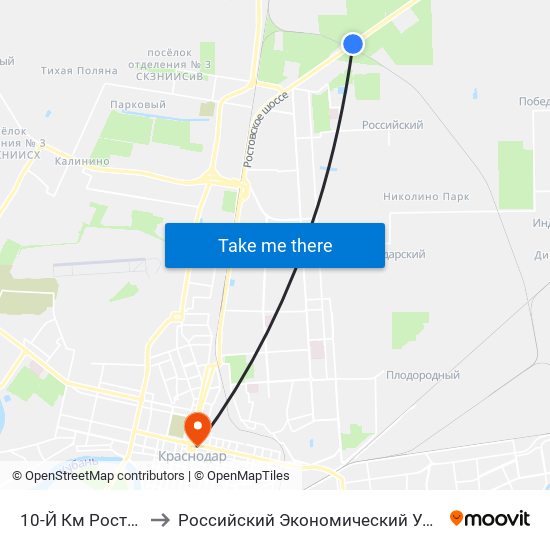 10-Й Км Ростовского Шоссе to Российский Экономический Университет Им. Г.В. Плеханова map