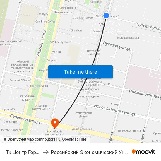 Тк Центр Города (Трамвай) to Российский Экономический Университет Им. Г.В. Плеханова map