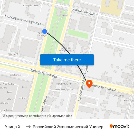 Улица Хакурате to Российский Экономический Университет Им. Г.В. Плеханова map