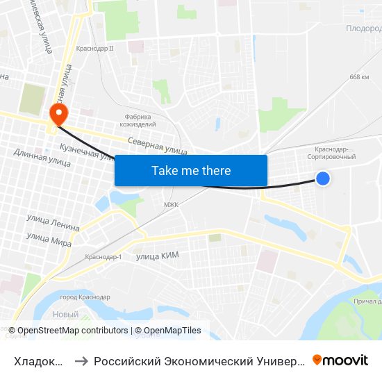 Хладокомбинат to Российский Экономический Университет Им. Г.В. Плеханова map