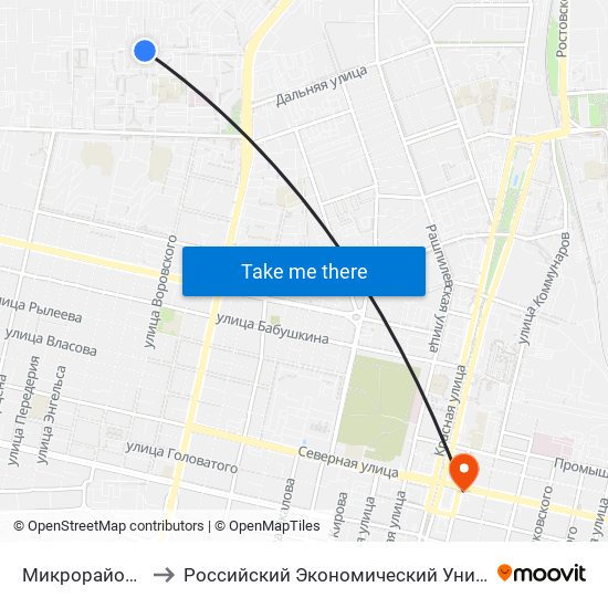 Микрорайон Солнечный to Российский Экономический Университет Им. Г.В. Плеханова map