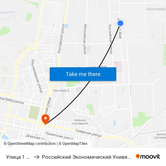 Улица 1 Мая, 392 to Российский Экономический Университет Им. Г.В. Плеханова map