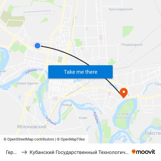 Герцена to Кубанский Государственный Технологический Университет map