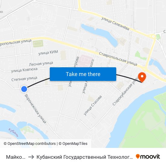 Майкопская to Кубанский Государственный Технологический Университет map