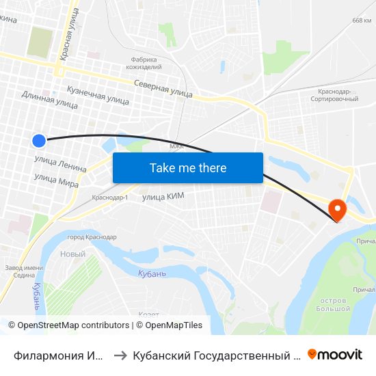 Филармония Им. Г. Понаморенко to Кубанский Государственный Технологический Университет map
