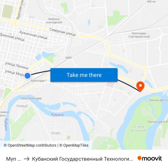 Муп Ктту to Кубанский Государственный Технологический Университет map