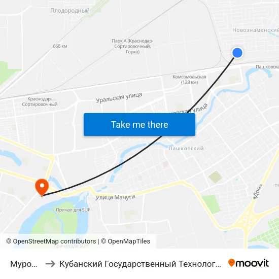 Муромская to Кубанский Государственный Технологический Университет map
