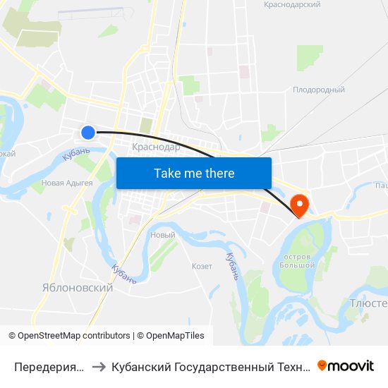 Передерия (Трамвай) to Кубанский Государственный Технологический Университет map