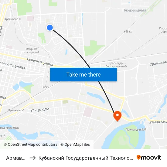 Армавирская to Кубанский Государственный Технологический Университет map