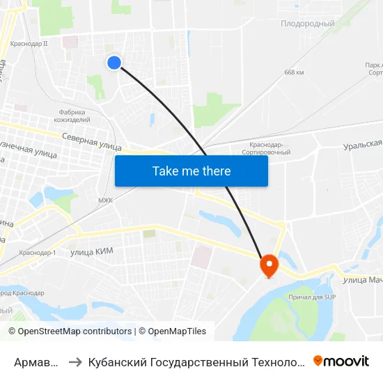 Армавирская to Кубанский Государственный Технологический Университет map