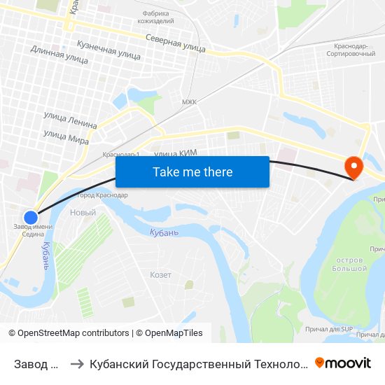 Завод Седина to Кубанский Государственный Технологический Университет map