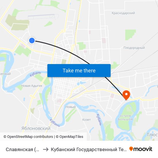 Славянская (Ул. 3-Я Линия) to Кубанский Государственный Технологический Университет map