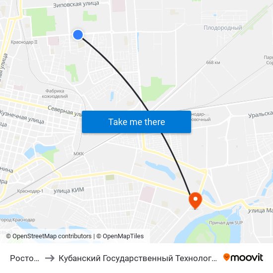 Ростовская to Кубанский Государственный Технологический Университет map