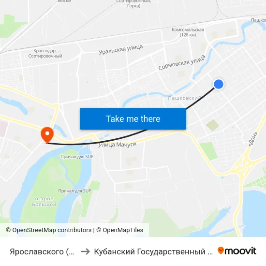 Ярославского (Пос. Пашковский) to Кубанский Государственный Технологический Университет map
