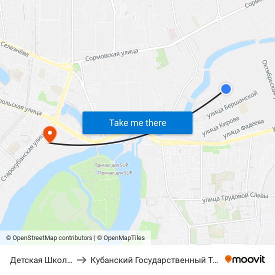 Детская Школа Искусств №4 to Кубанский Государственный Технологический Университет map
