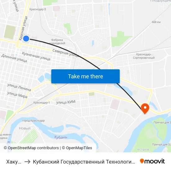 Хакурате to Кубанский Государственный Технологический Университет map