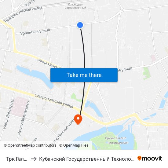 Трк Галактика to Кубанский Государственный Технологический Университет map