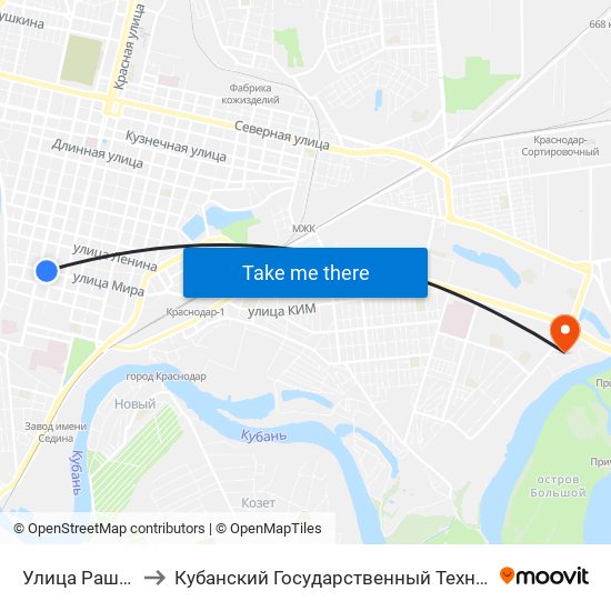 Улица Рашпилевская to Кубанский Государственный Технологический Университет map