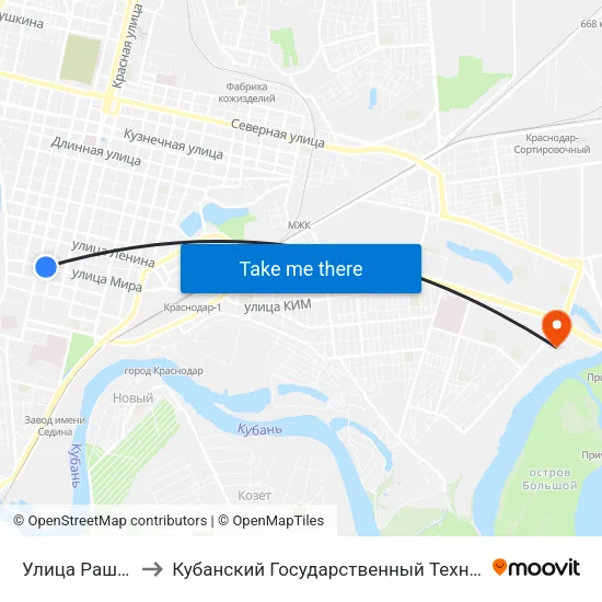 Улица Рашпилевская to Кубанский Государственный Технологический Университет map