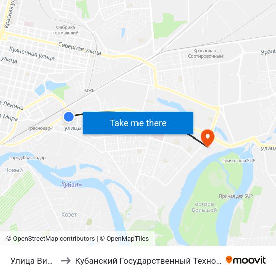 Улица Вишняковой to Кубанский Государственный Технологический Университет map