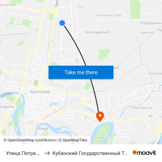 Улица Петра Метальникова to Кубанский Государственный Технологический Университет map