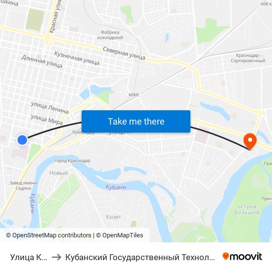 Улица Красная to Кубанский Государственный Технологический Университет map