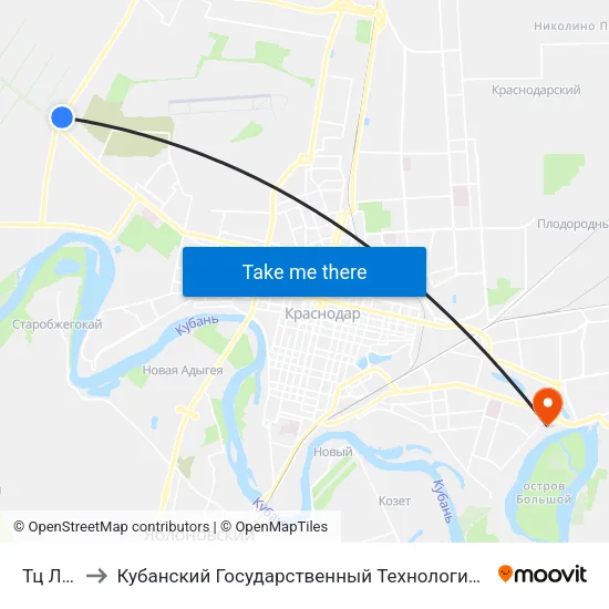 Тц Лента to Кубанский Государственный Технологический Университет map