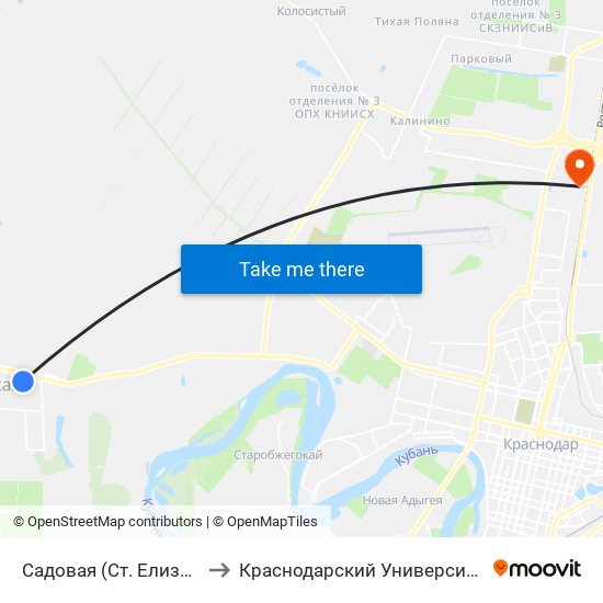 Садовая (Ст. Елизаветинская) to Краснодарский Университет Мвд России map