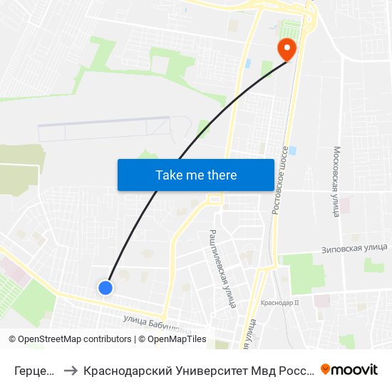 Герцена to Краснодарский Университет Мвд России map