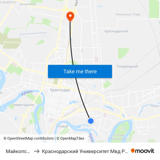 Майкопская to Краснодарский Университет Мвд России map