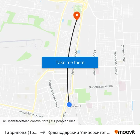Гаврилова (Трамвай) to Краснодарский Университет Мвд России map