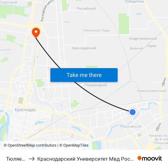 Тюляева to Краснодарский Университет Мвд России map