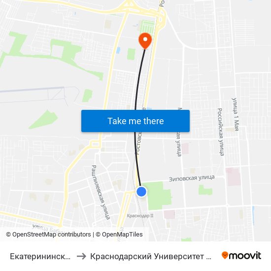 Екатерининский Зал to Краснодарский Университет Мвд России map