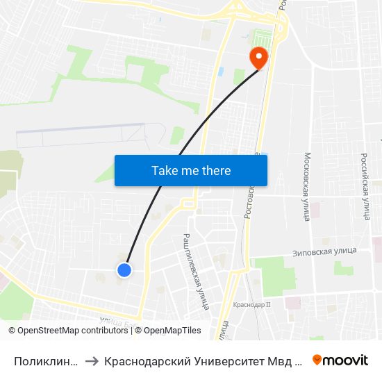 Поликлиника to Краснодарский Университет Мвд России map