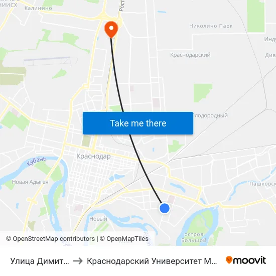 Улица Димитрова to Краснодарский Университет Мвд России map