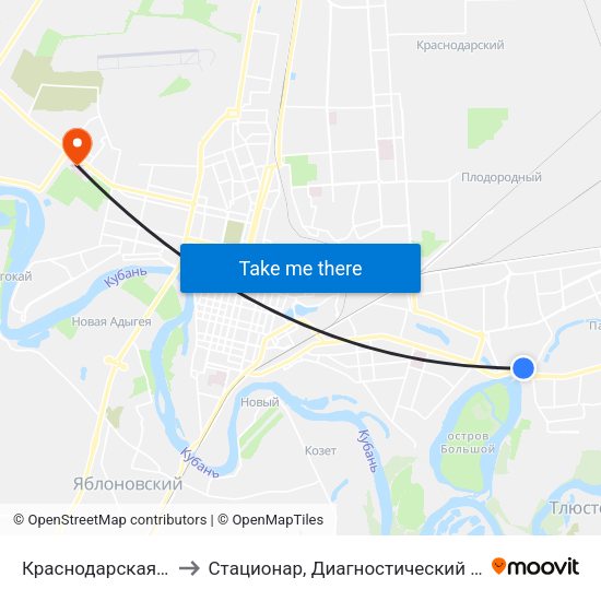 Краснодарская Тэц to Стационар, Диагностический Центр map