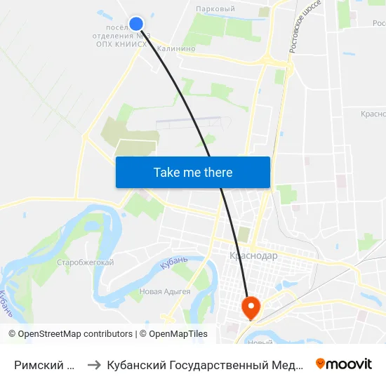 Римский Проспект to Кубанский Государственный Медицинский Университет map