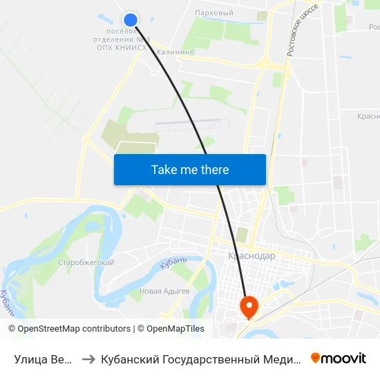 Улица Веронская to Кубанский Государственный Медицинский Университет map