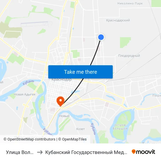 Улица Вологодская to Кубанский Государственный Медицинский Университет map