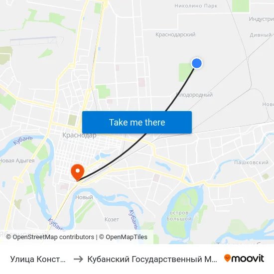 Улица Константиновская to Кубанский Государственный Медицинский Университет map