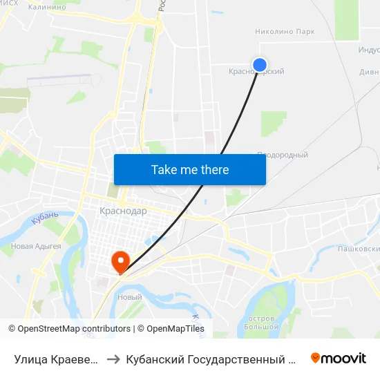 Улица Краеведа Соловьёва to Кубанский Государственный Медицинский Университет map