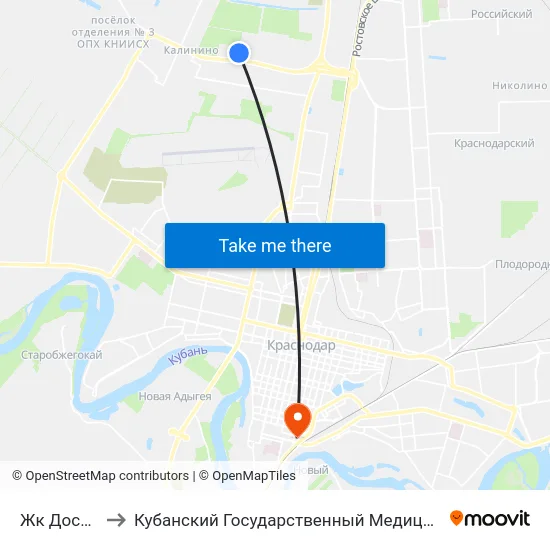 Жк Достояние to Кубанский Государственный Медицинский Университет map