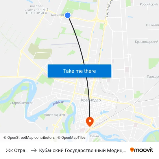 Жк Отражение to Кубанский Государственный Медицинский Университет map