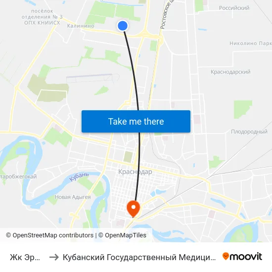 Жк Эрмитаж to Кубанский Государственный Медицинский Университет map