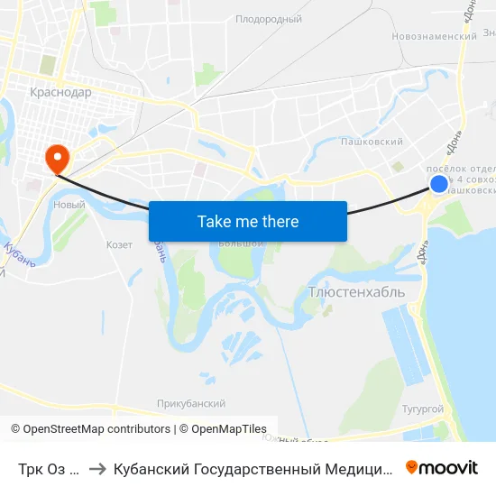 Трк Оз Молл to Кубанский Государственный Медицинский Университет map