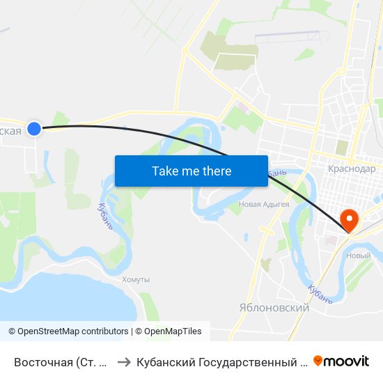 Восточная (Ст. Елизаветинская) to Кубанский Государственный Медицинский Университет map
