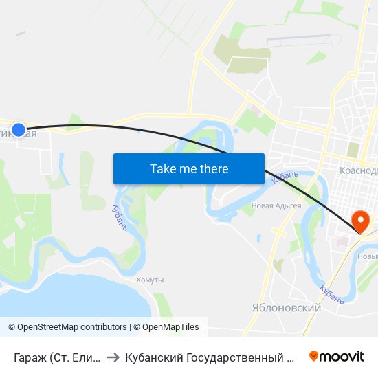 Гараж (Ст. Елизаветинская) to Кубанский Государственный Медицинский Университет map