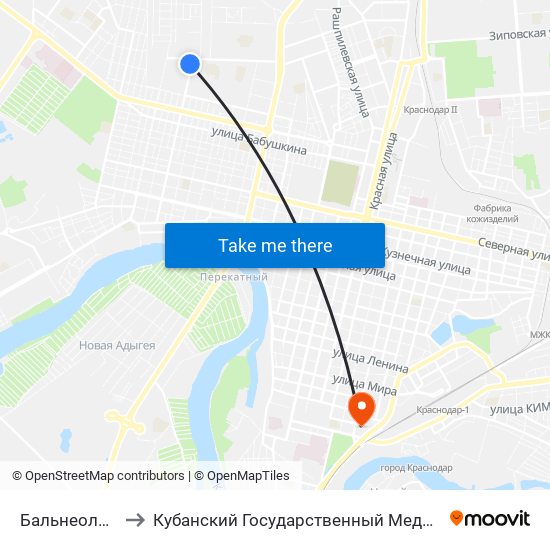 Бальнеолечебница to Кубанский Государственный Медицинский Университет map