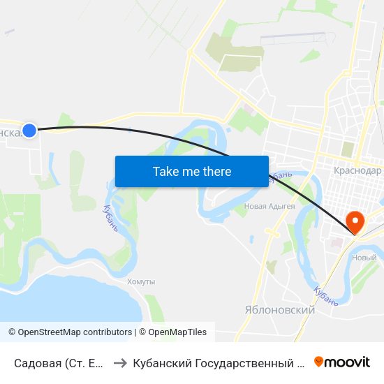 Садовая (Ст. Елизаветинская) to Кубанский Государственный Медицинский Университет map